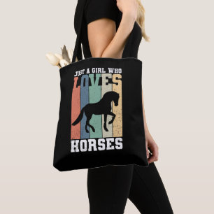 Tote Bag Juste une fille qui aime les chevaux Cheval Vint