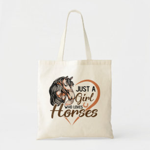 Tote Bag Juste une fille qui aime les chevaux Coeur Cheval