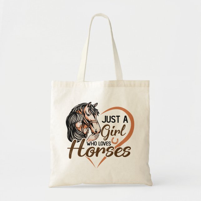 Tote Bag Juste une fille qui aime les chevaux Coeur Cheval  (Devant)