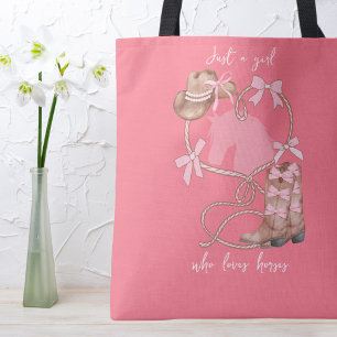 Tote Bag Juste une fille qui aime les chevaux, Coquette, Ro