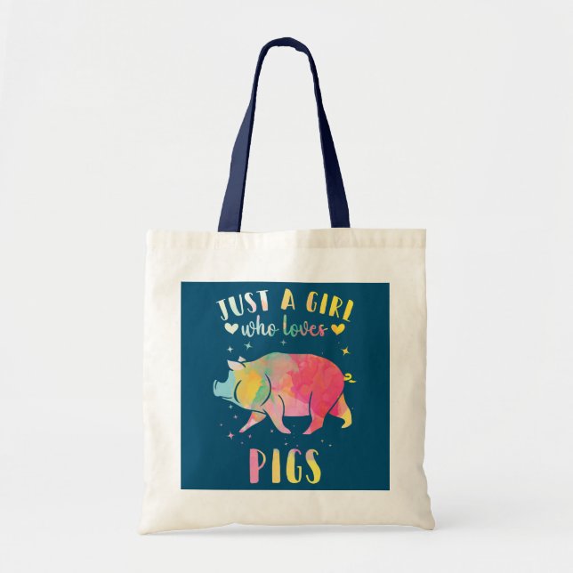 Tote Bag Juste une fille qui aime les cochons aquarelle fem (Devant)