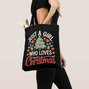 Tote Bag Juste Une Fille Qui Aime Les Cœurs D'arbre De Noël