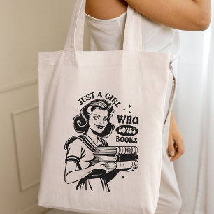 Tote Bag Juste une fille qui aime les livres Retro Booklove