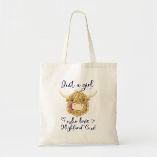 Tote Bag Juste une fille qui aime les vaches écossaises de