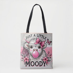 Tote Bag Juste une petite vache highland lunatique à noeud