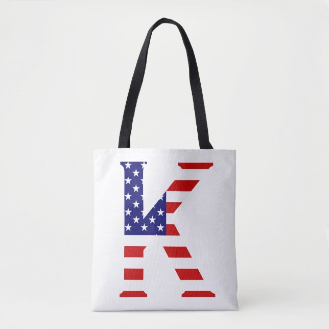 Tote Bag K Monogramme superposé sur le pavillon américain (Devant)