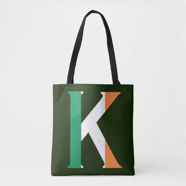 Tote Bag K Monogramme superposé sur le pavillon irlandais (Devant)