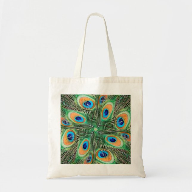 Tote Bag Kaléidoscope de plume de paon (Devant)