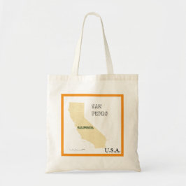 Tote Bag - Kalifornien-Karte mit Städtenamen Tragetasche