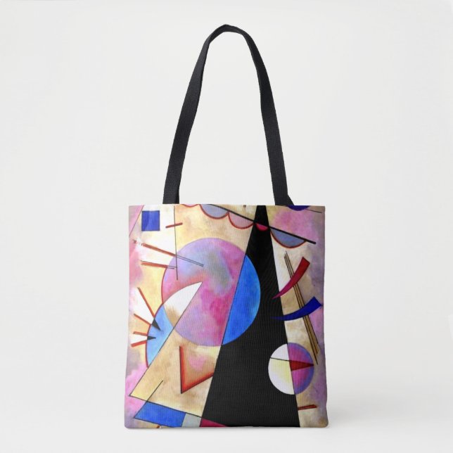 Tote Bag Kandinsky - Cubisme Abstrait avec rose et bleu (Devant)