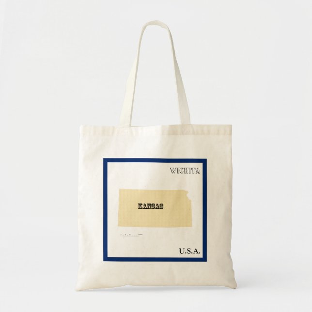 Tote Bag - Kansas State Map with City Tragetasche (Vorne)