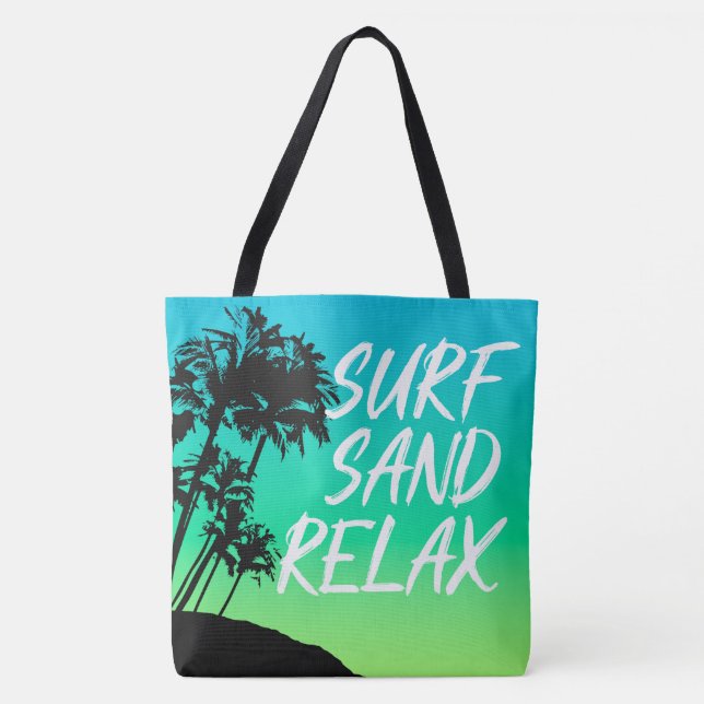 Tote Bag Kapaa Coucher de soleil Palmier hawaïen réversible (Devant)