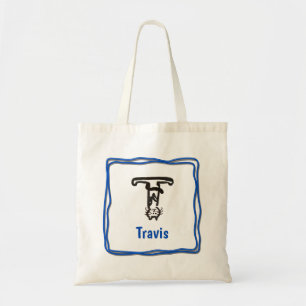Tote Bag - Katzenbuchstabe T mit Namen im Rahmen Tragetasche