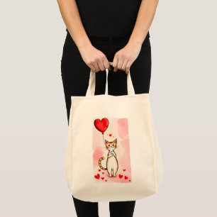 Tote Bag Katzenliebe rote Herzen Tragetasche