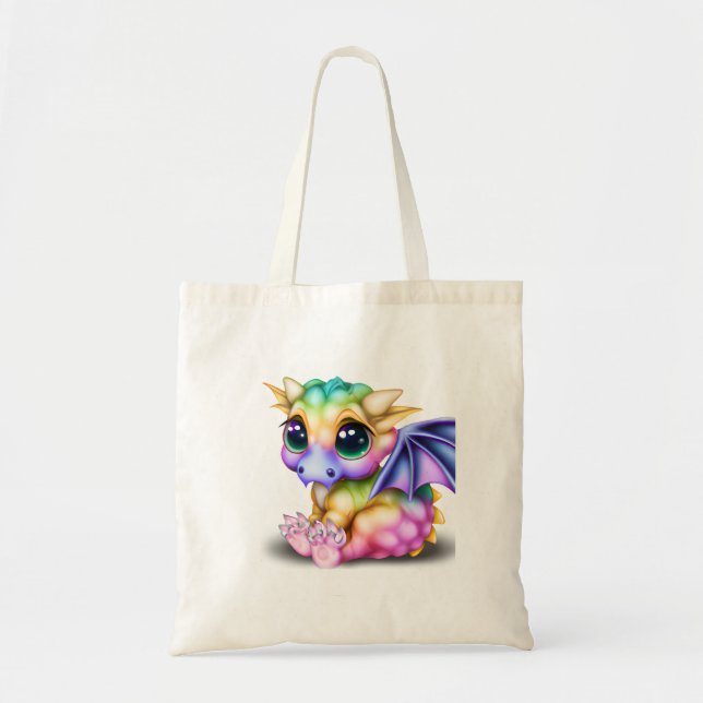 Tote Bag Kawaii Baby Dargon mignon et coloré (Devant)