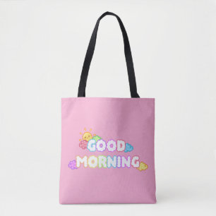Tote Bag Kawaii Bonjour Soleil & Nuages Arc-en-Ciel
