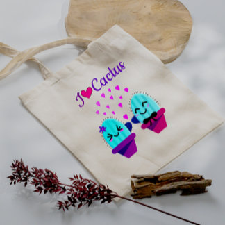 Tote Bag kawaii cactus amour