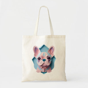 Tote Bag Kawaii French Bulldog Pastel Papier Coupe Art