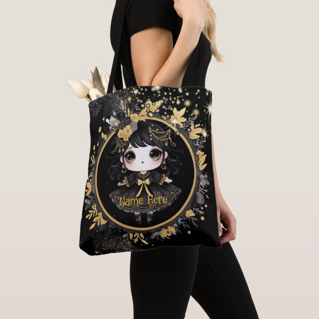 Tote Bag Kawaii Goth Girls Cute Personnalisé Gothique Chibi (De près)