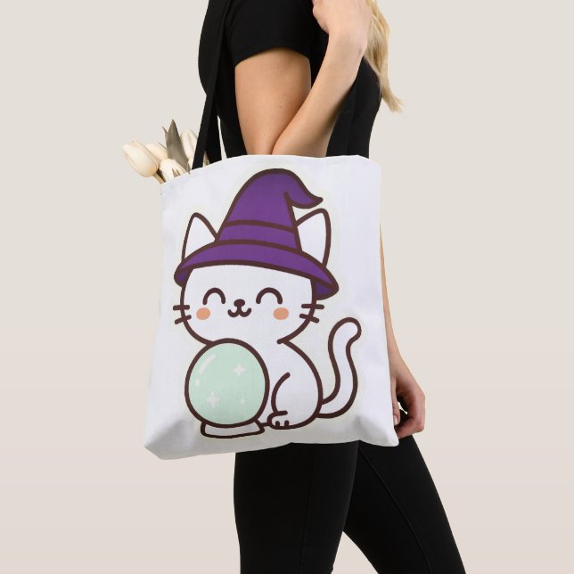 Tote Bag Kawaii Halloween Chat - Magique & Adorable Éffraya (De près)