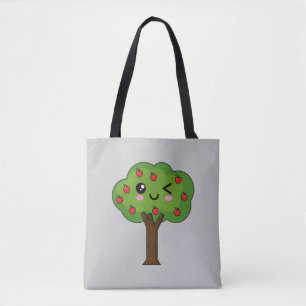 Tote Bag Kawaii Joyeux Pommier À Voie