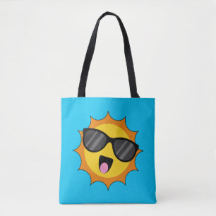 Tote Bag Kawaii Joyeux soleil avec lunettes de soleil
