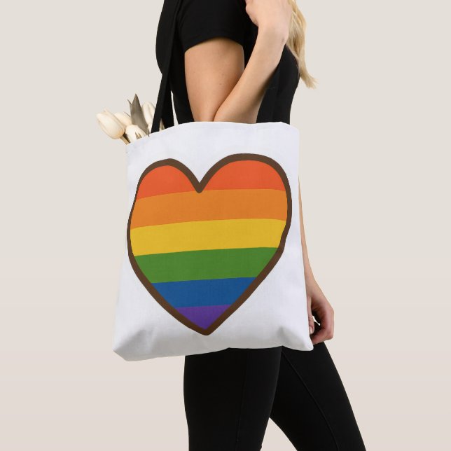 Tote Bag Kawaii LGBTQ+ Pride Coeur (De près)