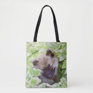 Tote Bag Keeshond Puppy in the Garden Peinture Art original