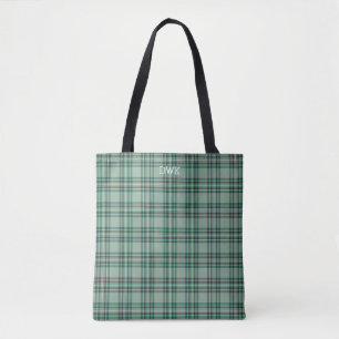 Tote Bag Kelly Clan Tartan Mint Monogramme vert en plastiqu