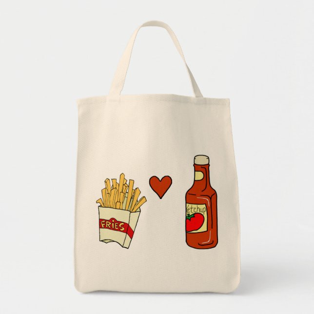 Tote Bag Ketchup d'amour de pommes frites (Devant)