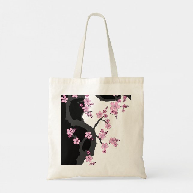 Tote Bag Kimono japonais Sakura noir et blanc (Dos)