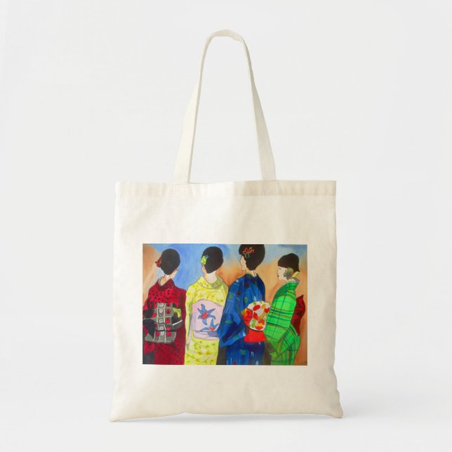 Tote Bag Kimonos de printemps art japonais Geisha (Devant)