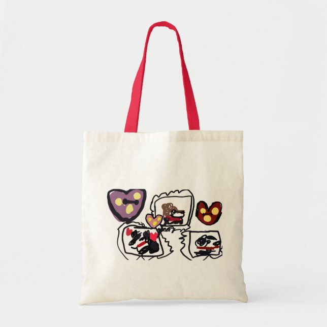 Tote Bag King Charles Spaniel hearts  (Devant)