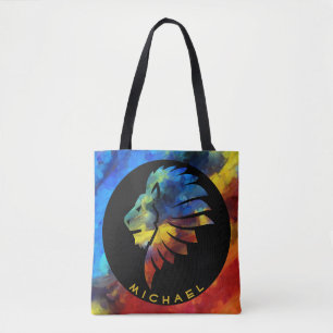 Tote Bag King of the jungle watercolor name monogram