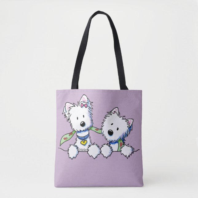 Tote Bag KiniArt Pocket Westie garçon et fille (Devant)