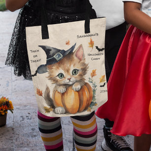 Tote Bag Kitten Halloween Candy