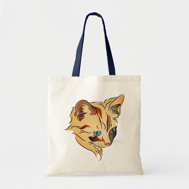 Tote Bag Kitten Tabby orange avec yeux bleus (Devant)