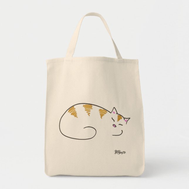 Tote Bag Kitty somnolent rayé (Devant)