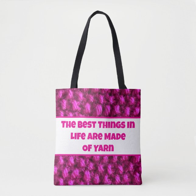 Tote Bag Knit Crochet rose Motif Crafty Love Fil (Devant)