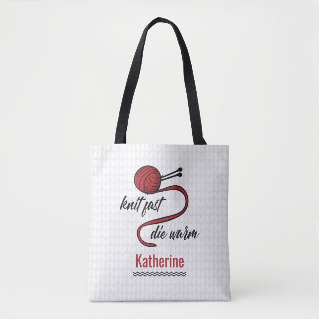 Tote Bag Knit Rouge Rapide, Mourir Chaud (Devant)
