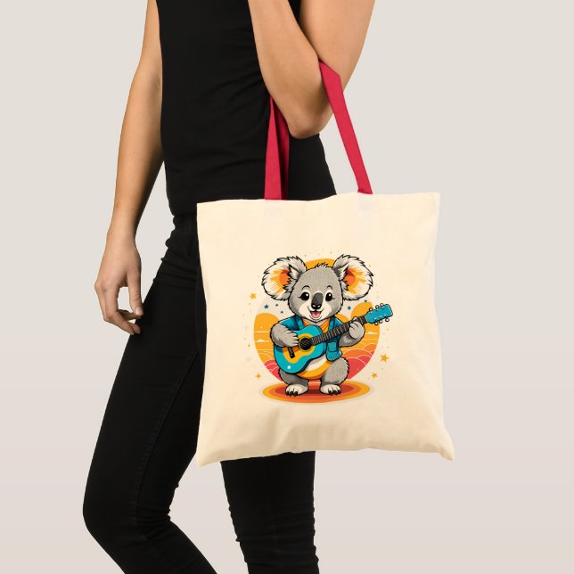 Tote Bag Koala Strumming une guitare (Devant (produit))