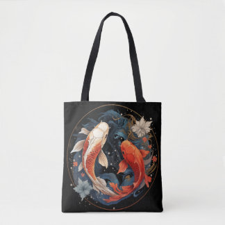 Tote Bag Koi Poisson Rouge Blanc Yang Yang Japonais Flux d'