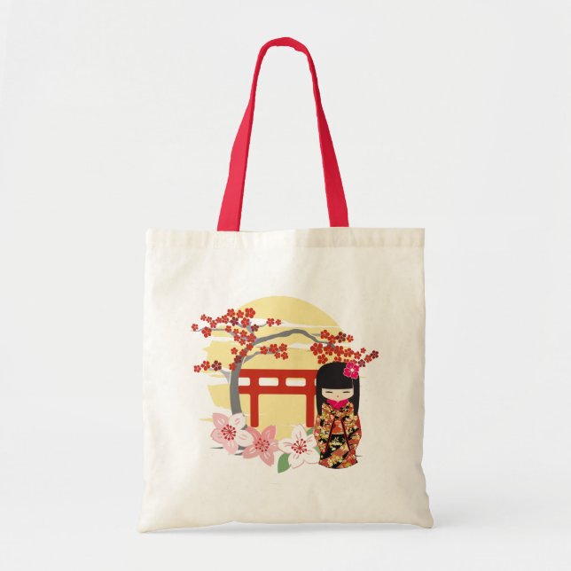 Tote Bag Kokeshi Doll Art zen (Devant)