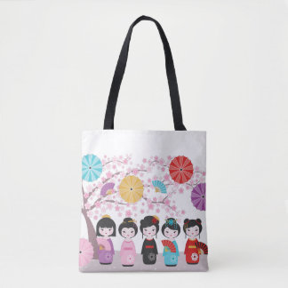Tote Bag Kokeshi Dolls