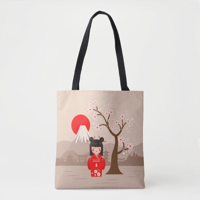 Tote Bag Kokeshi - Poupée japonaise (Devant)