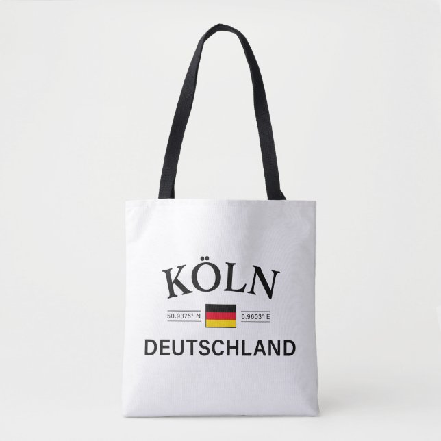 Tote Bag Koln (Cologne) Deutschland coordonne allemand (Devant)