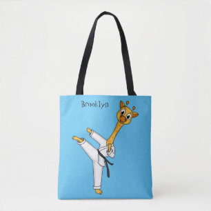 Tote Bag Kung Fu giraffe cartoon illustration