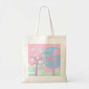 Tote Bag Kyoto Japan Travel Art, Pink Preppy Art