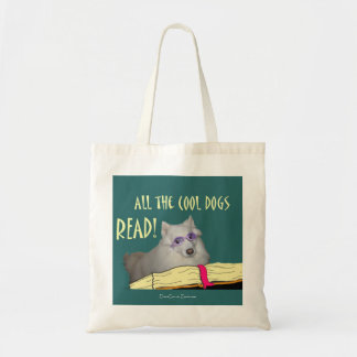 Tote Bag La bibliothèque - Samoyed - les chiens frais a lu