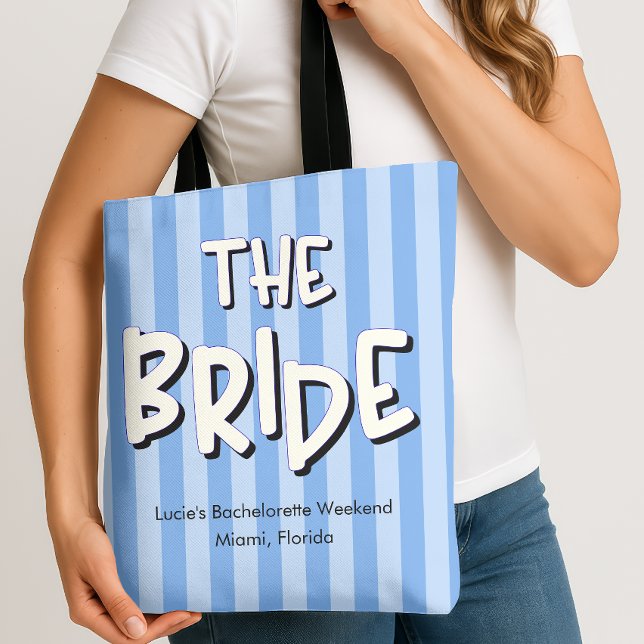 Tote Bag La Bride Blue Stripes Bachelorette Party (The Bride Tote Bag)